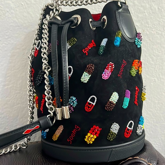 Christian Louboutin Handbags - CHRISTIAN LOUBOUTIN CRYSTAL STRASS MARIE JANE BUCKET CROSSBODY BAG MULTICOLOR
